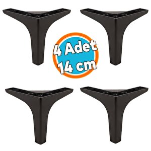 Mobilya Kanepe Sehpa Tv Ünitesi Koltuk Ayağı 14 Cm Siyah Baza Ayak 4 Adet