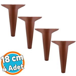 Lüks Mobilya Kanepe Sehpa Puf Koltuk Ayağı 18 Cm Kahverengi Ahşap Desenli Baza Ayak 4 Adet