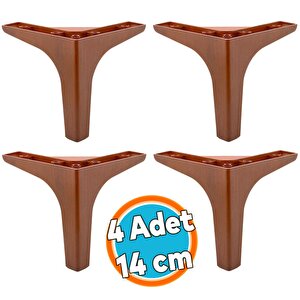 Mobilya Kanepe Sehpa Tv Ünitesi Koltuk Ayağı 14 Cm Ahşap Desenli Kahverengi Baza Ayak 4 Adet