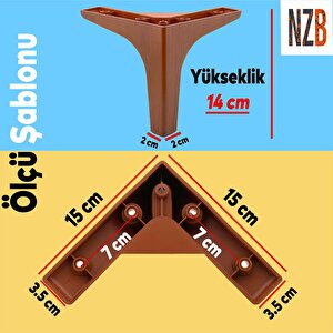 Mobilya Kanepe Sehpa Tv Ünitesi Koltuk Ayağı 14 Cm Ahşap Desenli Kahverengi Baza Ayak 4 Adet