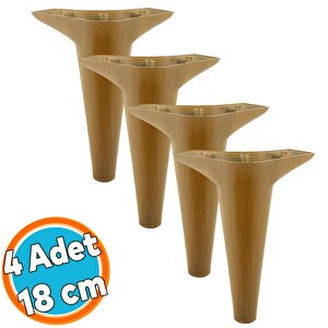 Mobilya Kanepe Sehpa Tv Ünitesi Koltuk Ayağı 18 Cm Kahverengi Ahşap Desenli Baza Ayak 4 Adet