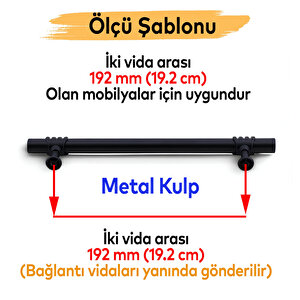 Metal Mobilya Mutfak Çekmece Dolap Dolabı Kapak Kulbu Kulpu Kulpları (192 Mm - 19.2 Cm) Siyah