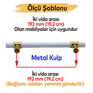 Mobilya Mutfak Dolabı Çekmece Dolap Kulpları Kapak Kulpu Kulbu Beyaz Altın 192 Mm Metal Kulp