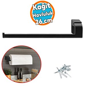 Banyo Kağıt Havluluk Standı Lavabo Mutfak Aparat Uzun Kağıtlık 26 Cm Paslanmaz Metal Sağlam Siyah
