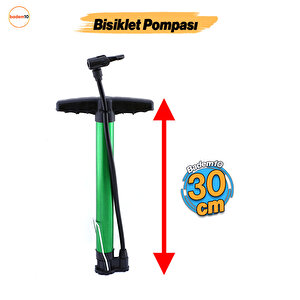 Bisiklet Pompa Seti El Tipi Ayak Tutamaklı Hava Top Şişirme Plastik Başlıklı Borulu İğne Uçlu 30 Cm