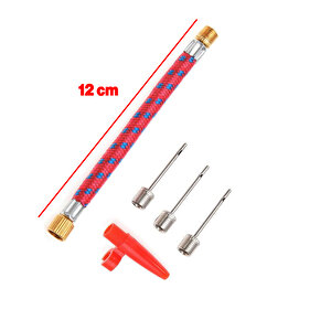 Bisiklet Pompa Seti El Tipi Ayak Tutamaklı Hava Top Şişirme Plastik Başlıklı Borulu İğne Uçlu 30 Cm