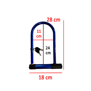 Bisiklet Motosiklet Direksiyon U Kilidi Halat Zincir Çap 18 Mm Çelik Hırsız Güvenlik 29 Cm
