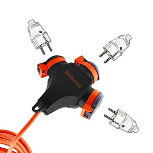 Seyyar Topraklı 3'lü Grup Priz Fiş 10 Metre Çoklu Asmalı Uzatma Kablosu 3x2.5 Mm Monofaze Çoğaltıcı