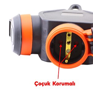 Seyyar Topraklı 3'lü Grup Priz Fiş 10 Metre Çoklu Asmalı Uzatma Kablosu 3x2.5 Mm Monofaze Çoğaltıcı