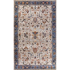 7/24 Serisi 1155 Kemik Mavi Salon Oturma Odası Halısı 200x290 cm