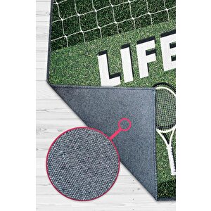 Hayat Tenisle Güzel Yeşil Renk Halı Spor Sever Halısı Spor Severler Tasarım Hediyelik Halı 160x240 cm