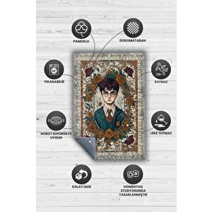 Homshtag Harry Potter Halısı Çiçekli Art Deco Harry Potter Desenli Halı Yıkanabilir Çocuk Odası Halısı Çok Renkli Halı