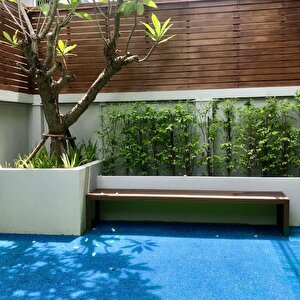 Kesme Suni Yapay Mavi Çim Halı 7 Mm Balkon Teras Bahçe Dekoratif Kaymaz 200x300 cm