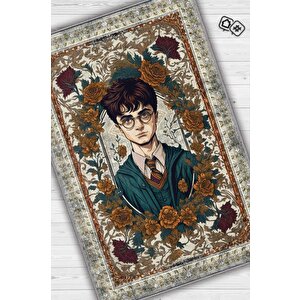 Homshtag Harry Potter Halısı Çiçekli Art Deco Harry Potter Desenli Halı Yıkanabilir Çocuk Odası Halısı Çok Renkli Halı