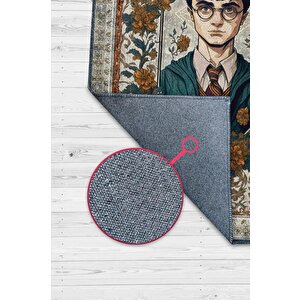 Homshtag Harry Potter Halısı Çiçekli Art Deco Harry Potter Desenli Halı Yıkanabilir Çocuk Odası Halısı Çok Renkli Halı