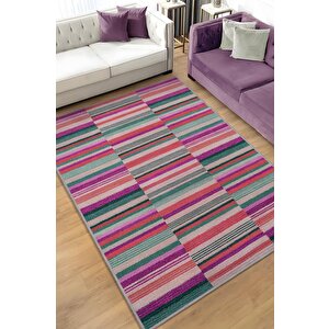Çizili Çok Renkli Halı Mutfak Halısı Çizgili Oturma Odası Halısı Retro Tarzı Salon Halısı 200x300 cm