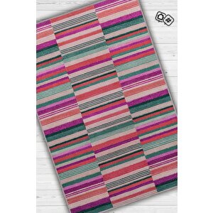 Çizili Çok Renkli Halı Mutfak Halısı Çizgili Oturma Odası Halısı Retro Tarzı Salon Halısı 200x300 cm