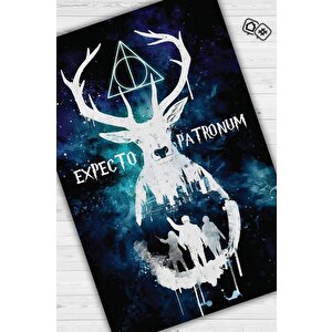 Expecto Mavi Beyaz Renkli Harry Potter Halısı Çocuk Odası Halısı Bohem Tarzlı Film Halısı 120x180 cm