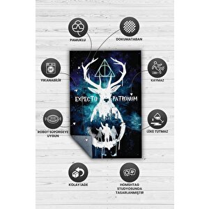 Expecto Mavi Beyaz Renkli Harry Potter Halısı Çocuk Odası Halısı Bohem Tarzlı Film Halısı 160x240 cm