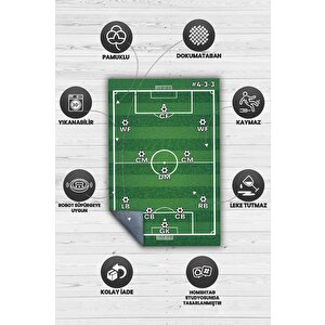Homshtag Formasyon 4-3-3 Yeşil Renkli Halı Futbol Sever Halısı Spor Severler İçin Tasarım Halı