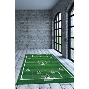 Formasyon 4-3-3 Yeşil Renkli Halı Futbol Sever Halısı Spor Severler İçin Tasarım Halı 200x300 cm