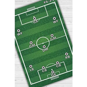 Formasyon 4-3-3 Yeşil Renkli Halı Futbol Sever Halısı Spor Severler İçin Tasarım Halı 200x300 cm