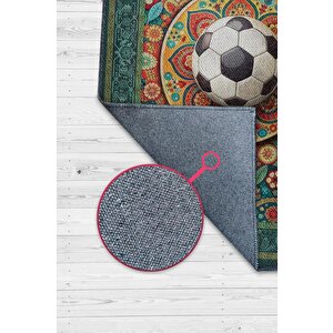 Futbol Topu Desenli Halı Çok Renkli Halı Spor Severe Hediye Halı Spor Sever İçin Çiçekli Halı 100x150 cm