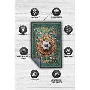 Homshtag Futbol Topu Desenli Halı Çok Renkli Halı Spor Severe Hediye Halı Spor Sever İçin Çiçekli Halı