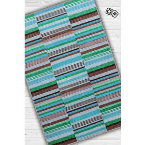 Homshtag Çizili Mavi Renkli Halı Mutfak Halısı Çizgili Oturma Odası Halısı Retro Tarzı Salon Halısı