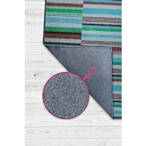 Homshtag Çizili Mavi Renkli Halı Mutfak Halısı Çizgili Oturma Odası Halısı Retro Tarzı Salon Halısı