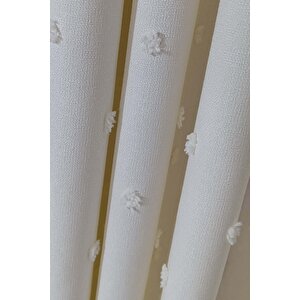 İskandinav Ponponlu Fon Perde Krem 1x3 Sık Pile 95x270 cm
