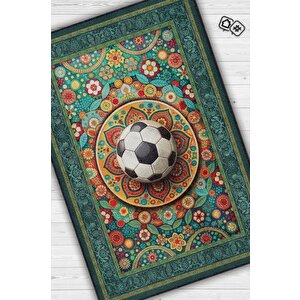 Futbol Topu Desenli Halı Çok Renkli Halı Spor Severe Hediye Halı Spor Sever İçin Çiçekli Halı 120x180 cm