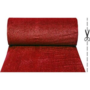 Kesme Suni Yapay Kırmızı Çim Halı 7 Mm Balkon Teras Bahçe Dekoratif Kaymaz 100x150 cm