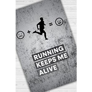 Koşmak Mutlu Eder Gri Renkli Halı Spor Sever Halısı Spor Severler Tasarım Hediyelik Halı 200x300 cm