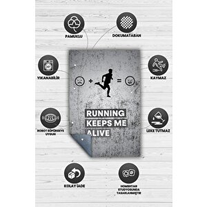 Homshtag Koşmak Mutlu Eder Gri Renkli Halı Spor Sever Halısı Spor Severler Tasarım Hediyelik Halı