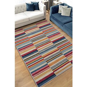 Çizili Çok Renkli Halı Mutfak Halısı Çizgili Oturma Odası Halısı Retro Tarzı Salon Halısı 120x180 cm