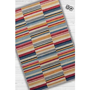 Çizili Çok Renkli Halı Mutfak Halısı Çizgili Oturma Odası Halısı Retro Tarzı Salon Halısı 120x180 cm