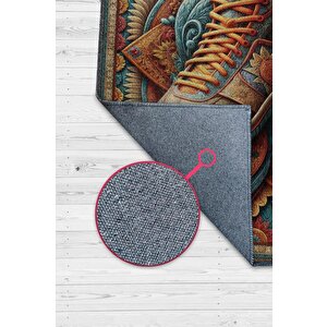 Ayakkabı Desenli Halı Çok Renkli Halı Spor Severe Hediye Halı Spor Sever İçin Çiçekli Halı 100x150 cm