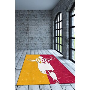 Efsane 10 Sarı Kırmızı Renkli Futbol Halısı Galatasaray Severlere Tasarım Hediyelik Halı 120x180 cm