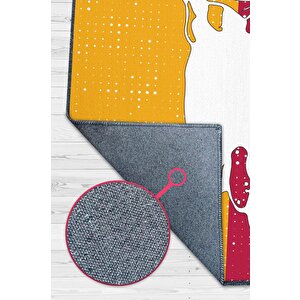 Efsane 10 Sarı Kırmızı Renkli Futbol Halısı Galatasaray Severlere Tasarım Hediyelik Halı 120x180 cm