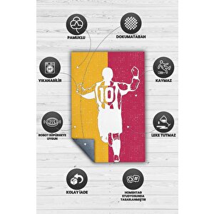 Homshtag Efsane 10 Sarı Kırmızı Renkli Futbol Halısı Galatasaray Severlere Tasarım Hediyelik Halı