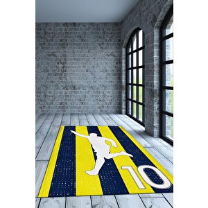 Homshtag Efsane 10 Sarı Lacivert Renkli Futbol Halısı Fenerbahçe Severlere Tasarım Hediyelik Halı