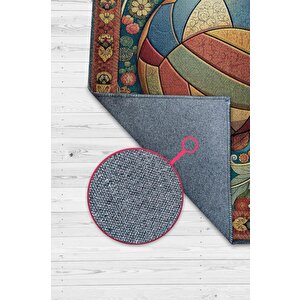 Voleybol Desenli Halı Çok Renkli Halı Spor Severe Hediye Halı Spor Sever İçin Çiçekli Halı 80x120 cm