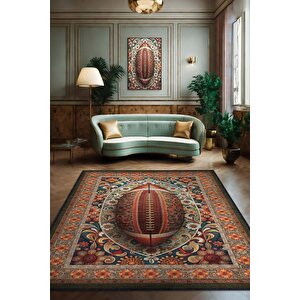 Amerikan Futbolu Desenli Halı Çok Renkli Halı Spor Severe Hediye Halı Spor Sever İçin Çiçekli Halı 80x120 cm
