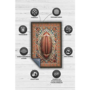 Homshtag Amerikan Futbolu Desenli Halı Çok Renkli Halı Spor Severe Hediye Halı Spor Sever İçin Çiçekli Halı