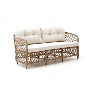 Palm Alüminyum Rattan Bahçe Balkon Oturma Grubu (3+1+1+masa ) Cappuci̇no -krem