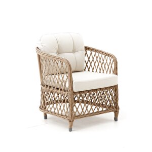 Palm Alüminyum Rattan Bahçe Balkon Oturma Grubu (3+1+1+masa ) Cappuci̇no -krem