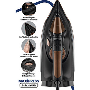 Goldmaster Maxipress 2200 Watt Seramik Tabanlı 160 Gr Şok Buharlı Ütü