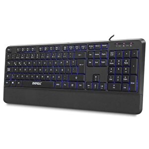 Kb-r61 Bright Siyah Usb 3 Renk Aydınlatmalı Q Sabit Bilek Destekli Multimedia Klavye