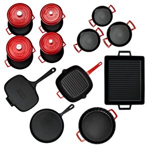 Lava Döküm 12x Trendy Serisi 17 Parça Tencere & Tava Seti